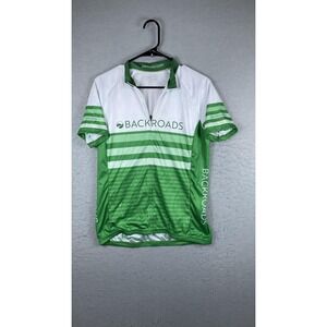 Louis Garneau Backroads Cycling Jersey Medium Green Full Zip Mens Bike Shirt